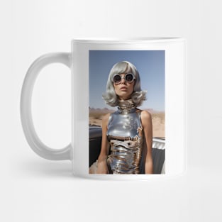 Silver 60's Retro Girl in the Desert Mug